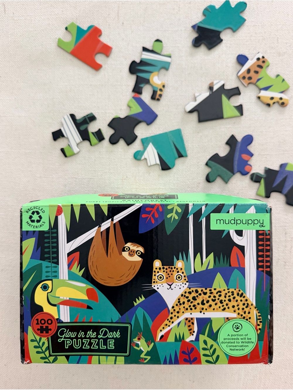 Mudpuppy Glow-in-the-Dark Jungle Puzzle — 100 pc, Ages 5+